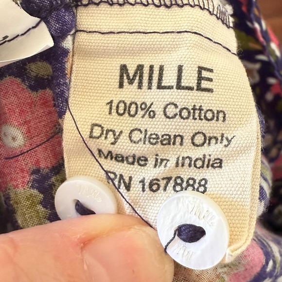 Mille Resort & Travel Floral Cotton Blouse‎ XXS Boho Peasant Top India Vintage - Picture 4 of 6